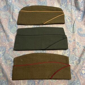 Lot Of 3 Vintage US Military Wool Garrison Hats Please See Photos